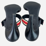 Double Strap Striped Low Heeled Sandals