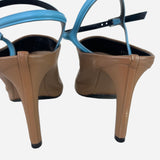 Light-Brown Peep-Toe Ankle Strap Pumps