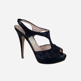 Black Sequin Platform Pumps