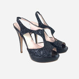 Black Sequin Platform Pumps