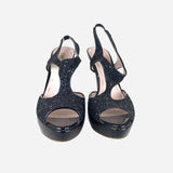 Black Sequin Platform Pumps