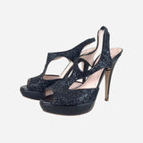 Black Sequin Platform Pumps
