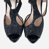 Black Sequin Platform Pumps