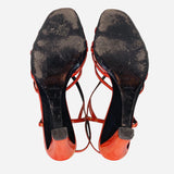 Red Iridescent Patent Leather Wedge Sandals