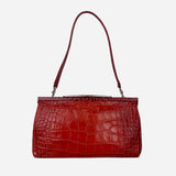 Red Embossed Leather Shoulder Bag
