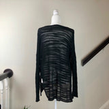 Black Scoop-Neck Medium Weight Sheer Sweater