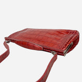 Red Embossed Leather Shoulder Bag