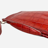 Red Embossed Leather Shoulder Bag