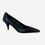 Black Pointed-Toe Low-Heeled Pumps