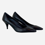 Black Pointed-Toe Low-Heeled Pumps