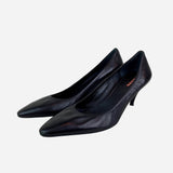 Black Pointed-Toe Low-Heeled Pumps