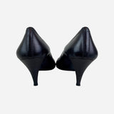 Black Pointed-Toe Low-Heeled Pumps