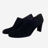 Black Suede Low-Heeled Ankle Boots