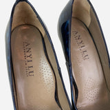 Blue & Black Patent Leather Round-Toe Pumps
