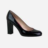 Black Patent Leather Round-Toe Pumps