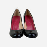 Black Patent Leather Round-Toe Pumps