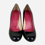 Black Patent Leather Round-Toe Pumps