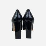 Black Patent Leather Round-Toe Pumps