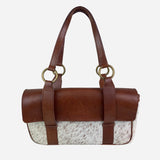 Brown Leather and Calf Hair Shoulder Bag