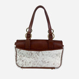 Brown Leather and Calf Hair Shoulder Bag