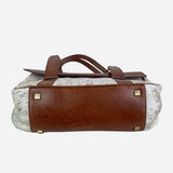 Brown Leather and Calf Hair Shoulder Bag