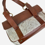 Brown Leather and Calf Hair Shoulder Bag