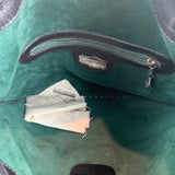 Black Leather Horse Drawstring Shoulder Bag