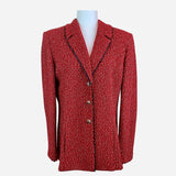 Red Notch-Lapel Knit Blazer