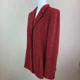 Red Notch-Lapel Knit Blazer