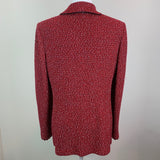 Red Notch-Lapel Knit Blazer