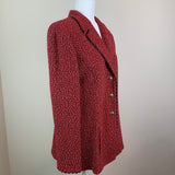 Red Notch-Lapel Knit Blazer