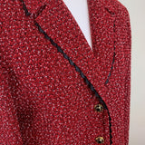 Red Notch-Lapel Knit Blazer