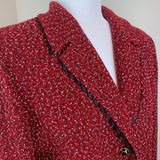 Red Notch-Lapel Knit Blazer
