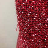 Red Notch-Lapel Knit Blazer