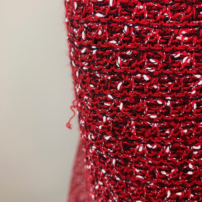 Red Notch-Lapel Knit Blazer