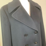 Black Double-Breasted Notch-Lapel Wool Coat