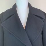 Black Double-Breasted Notch-Lapel Wool Coat