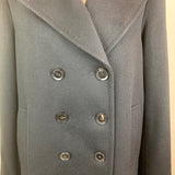 Black Double-Breasted Notch-Lapel Wool Coat