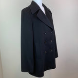 Black Double-Breasted Notch-Lapel Wool Coat