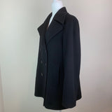 Black Double-Breasted Notch-Lapel Wool Coat