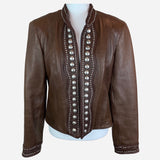 Brown Open-Front Leather Jacket
