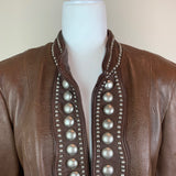 Brown Open-Front Leather Jacket