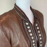 Brown Open-Front Leather Jacket