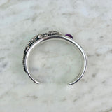 Sterling Silver and Amethyst Alligator Cuff Bracelet
