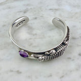 Sterling Silver and Amethyst Alligator Cuff Bracelet