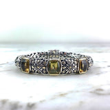 18K Yellow Gold and Sterling Silver Quartz Classic Chain Bracelet