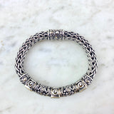 18K Yellow Gold and Sterling Silver Quartz Classic Chain Bracelet