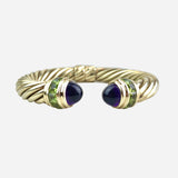 14K Amethyst and Peridot Classic Cable Cuff Bracelet
