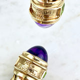 14K Amethyst and Peridot Classic Cable Cuff Bracelet