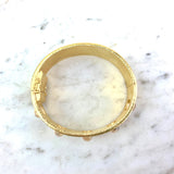 19K Yellow Gold and Moonstone Flat Wide Bangle Bracelet